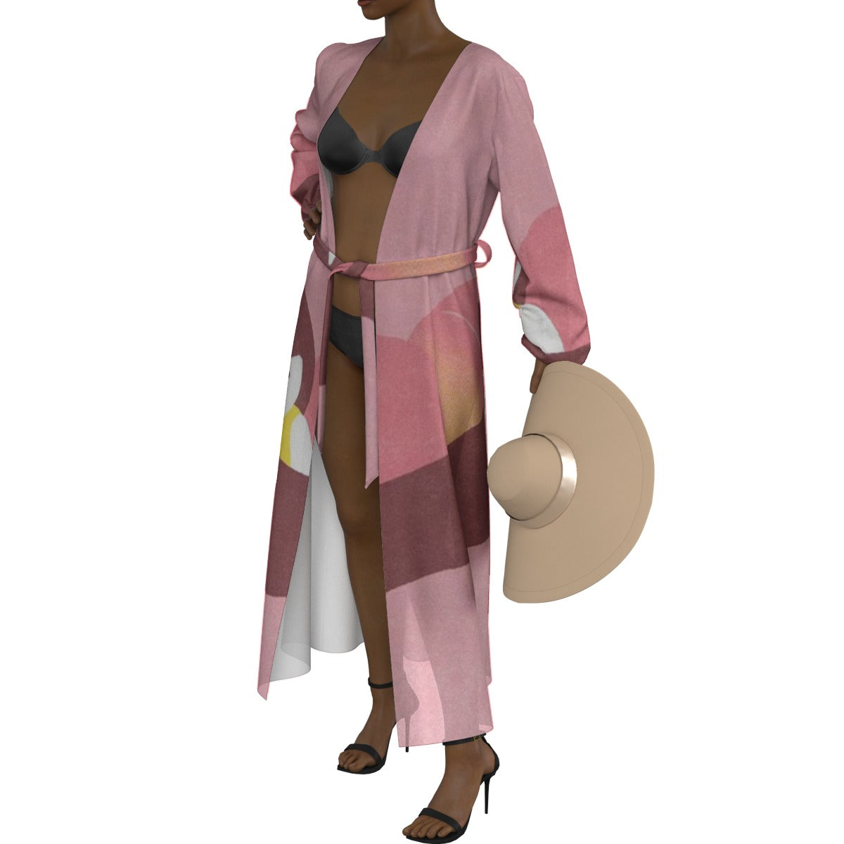 All-Over Print Women's Lace-up Chiffon Robe