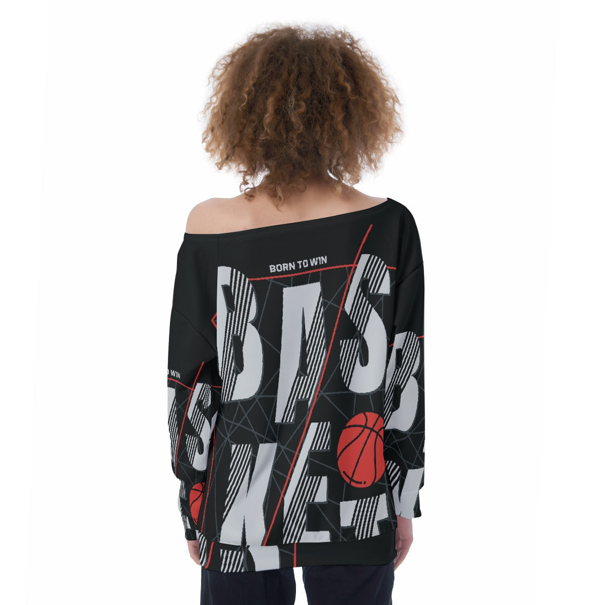 All-Over Print Oversized Women's Off-Shoulder Sweatshirt
