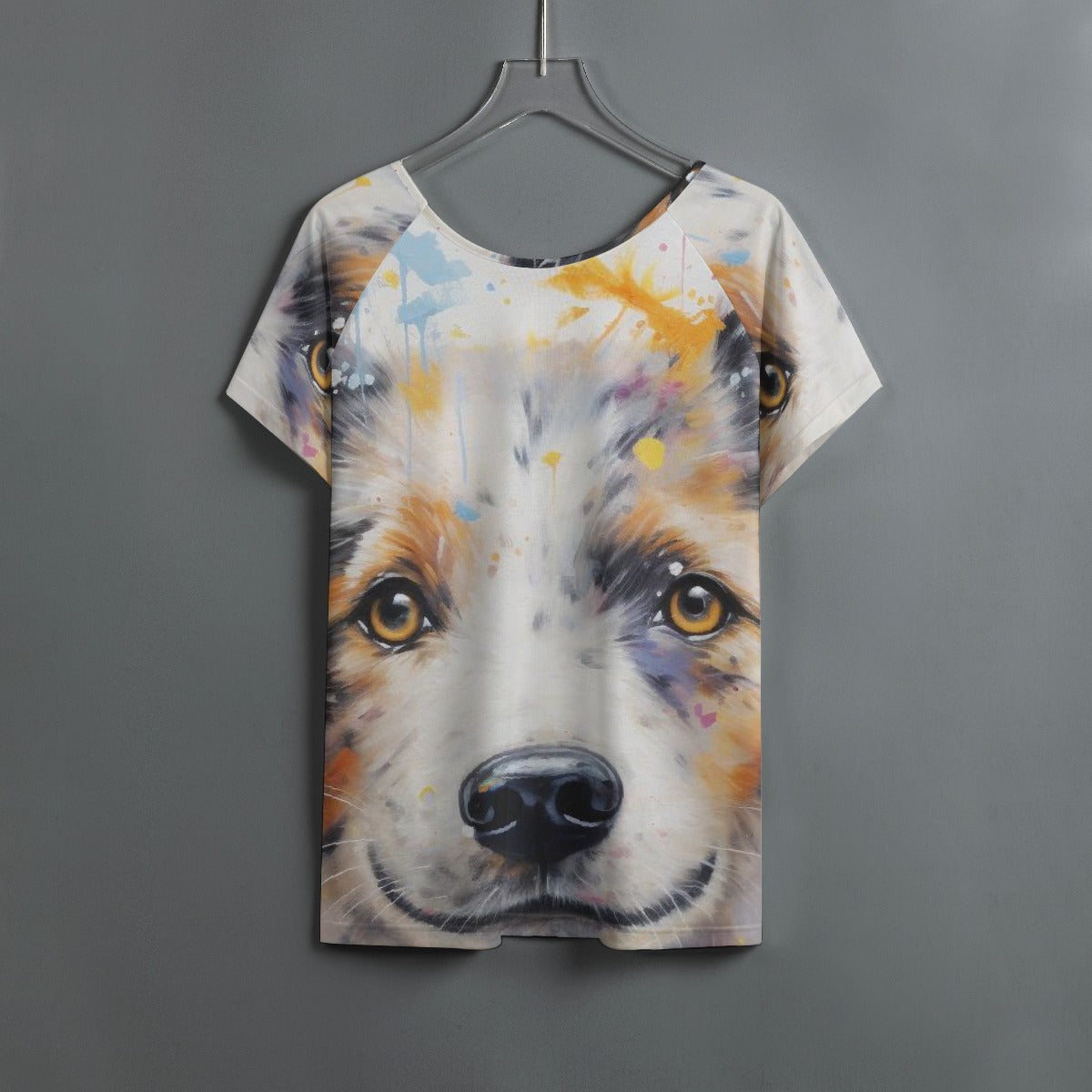 All-Over Print Women's Round Neck T-shirt With Raglan Sleeve