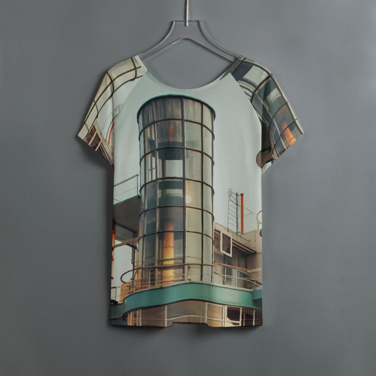 All-Over Print Women's Round Neck T-shirt With Raglan Sleeve