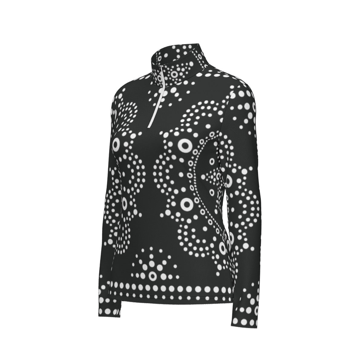 All-Over Print Women's Sports Collar Jersey With Long Sleeve