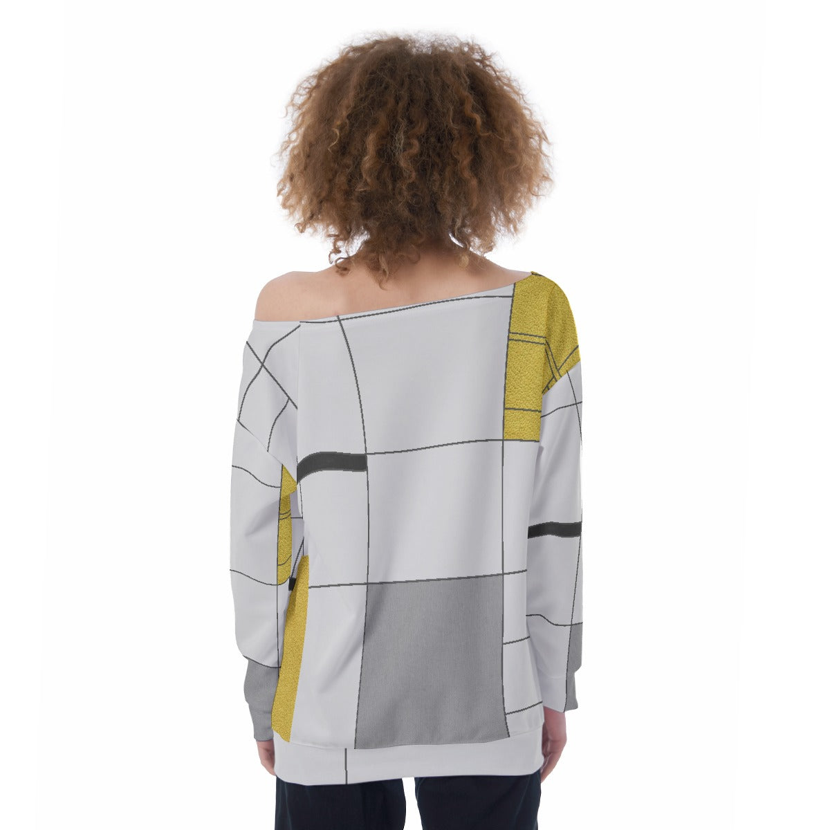 All-Over Print Oversized Women's Off-Shoulder Sweatshirt