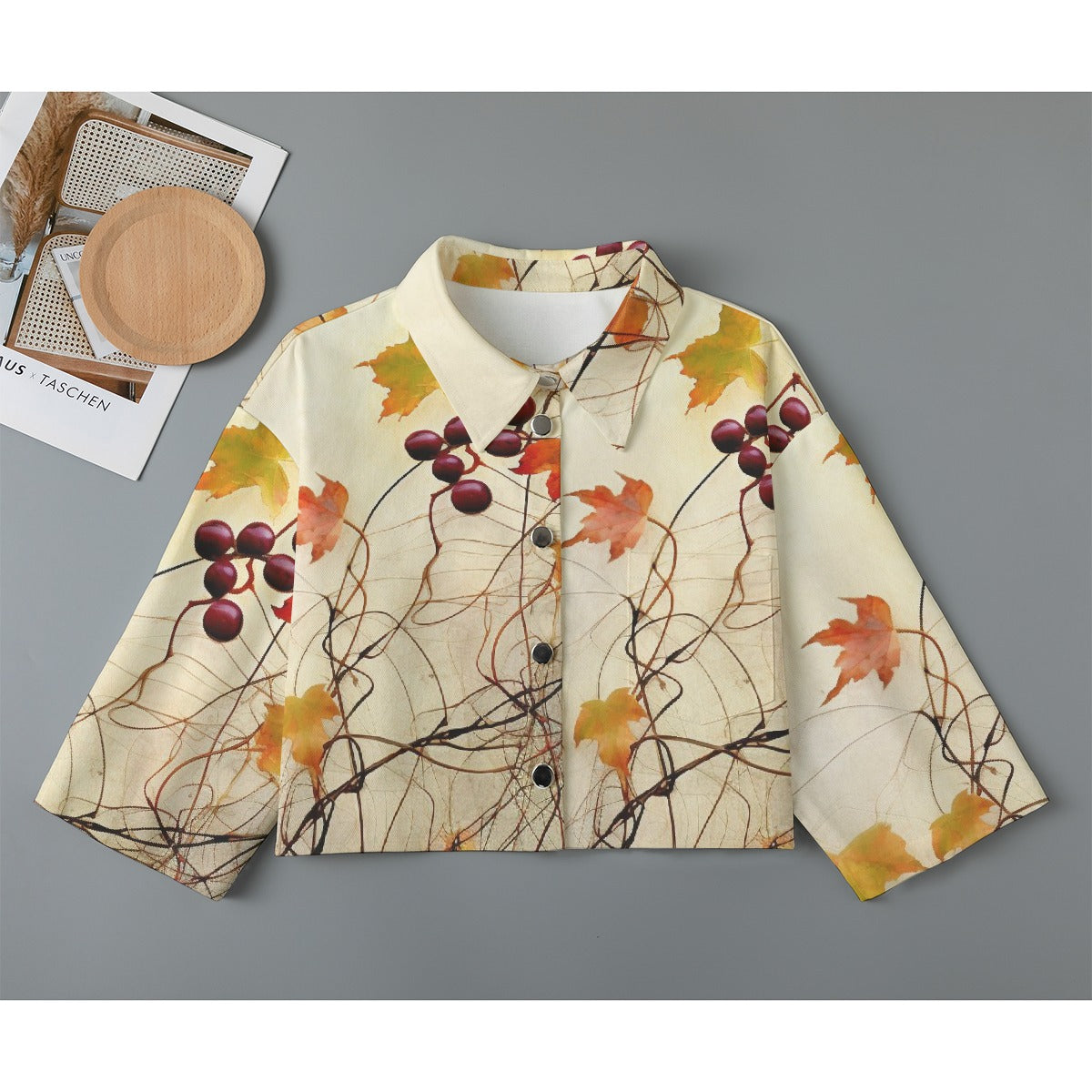 All-Over Print Women's Cropped Jacket | 245GSM Cotton