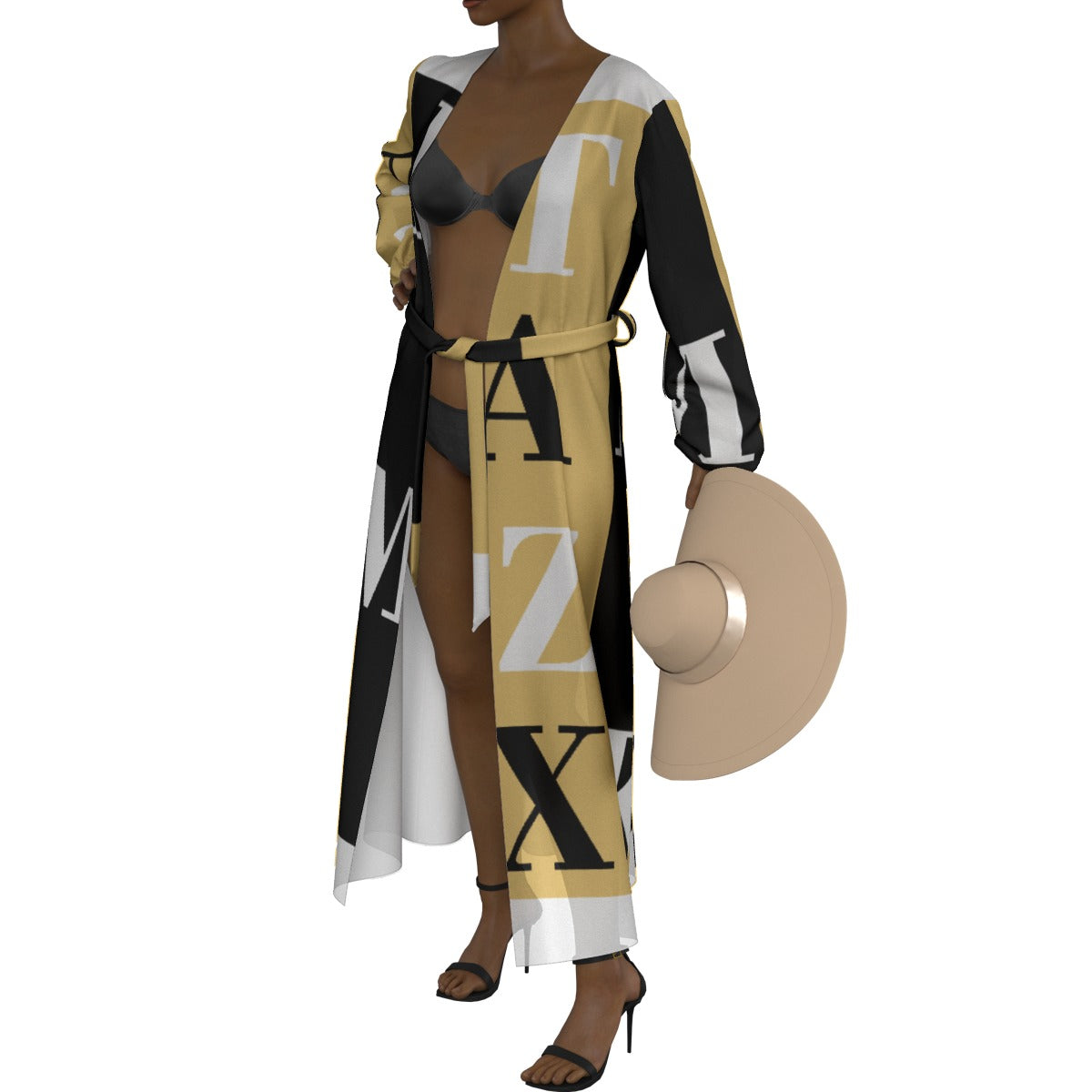 All-Over Print Women's Lace-up Chiffon Robe