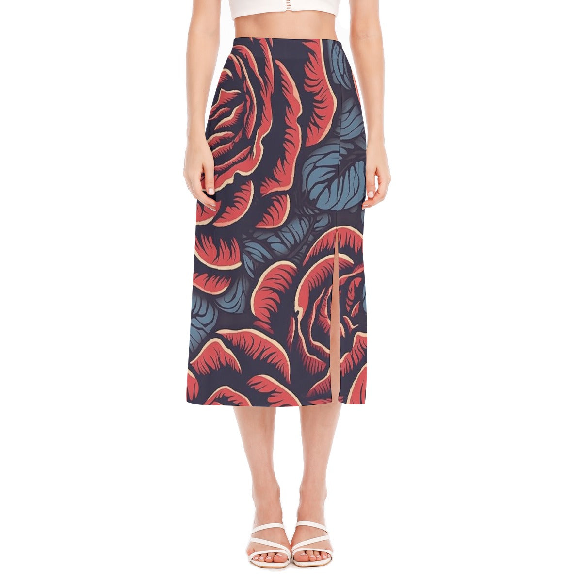 All-Over Print Women's High Slit Long Skirt