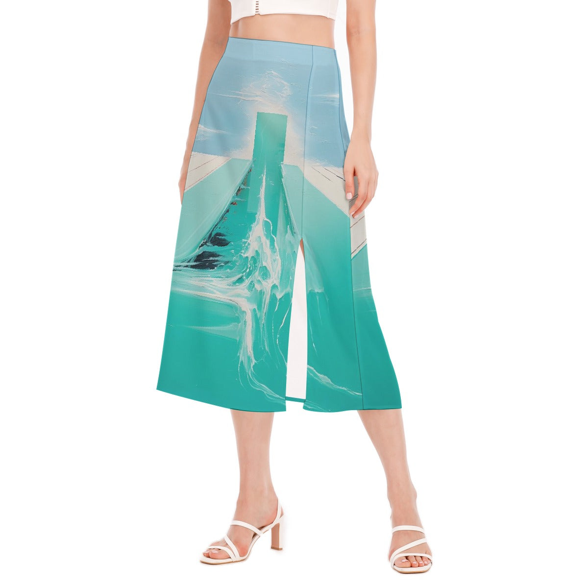 All-Over Print Women's High Slit Long Skirt