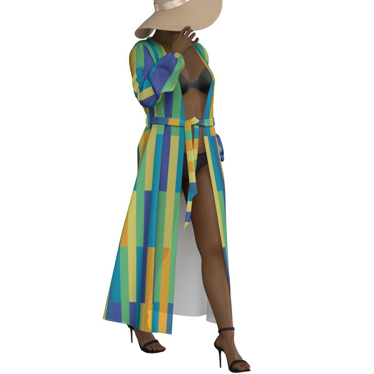 All-Over Print Women's Lace-up Chiffon Robe