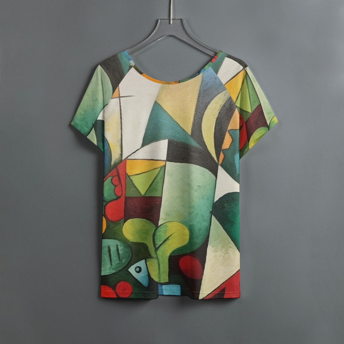 All-Over Print Women's Round Neck T-shirt With Raglan Sleeve