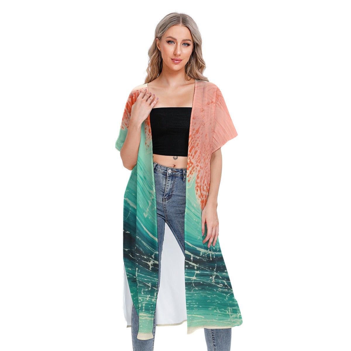 All-Over Print Women's Short Sleeve Cardigan