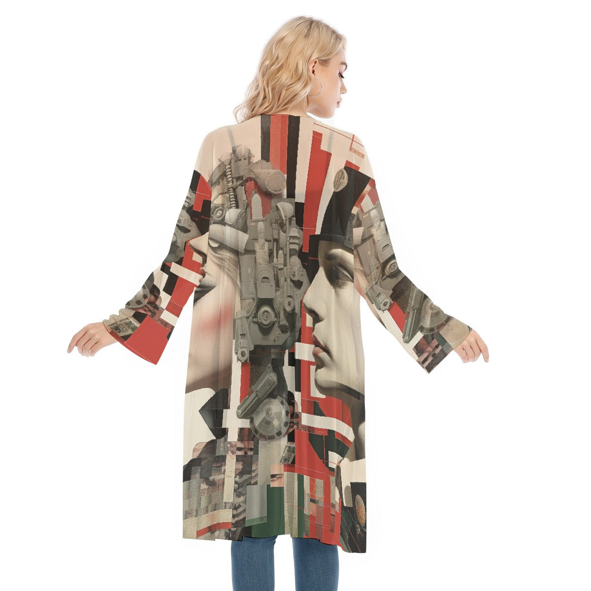 All- Over Print Women's Long Sleeve Mesh Cardigan