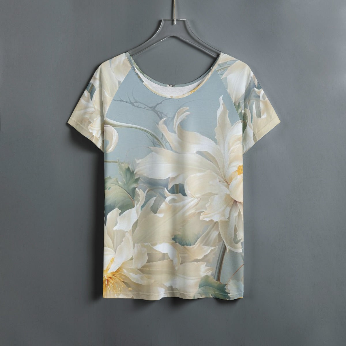 All-Over Print Women's Round Neck T-shirt With Raglan Sleeve