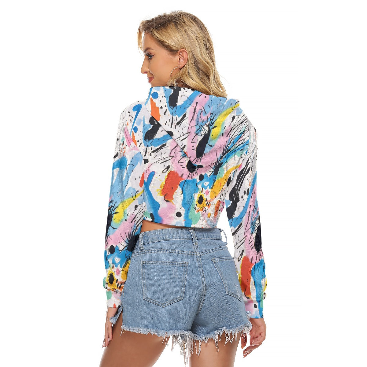 All-Over Print Women's Crop Top Hoodie|Velvet