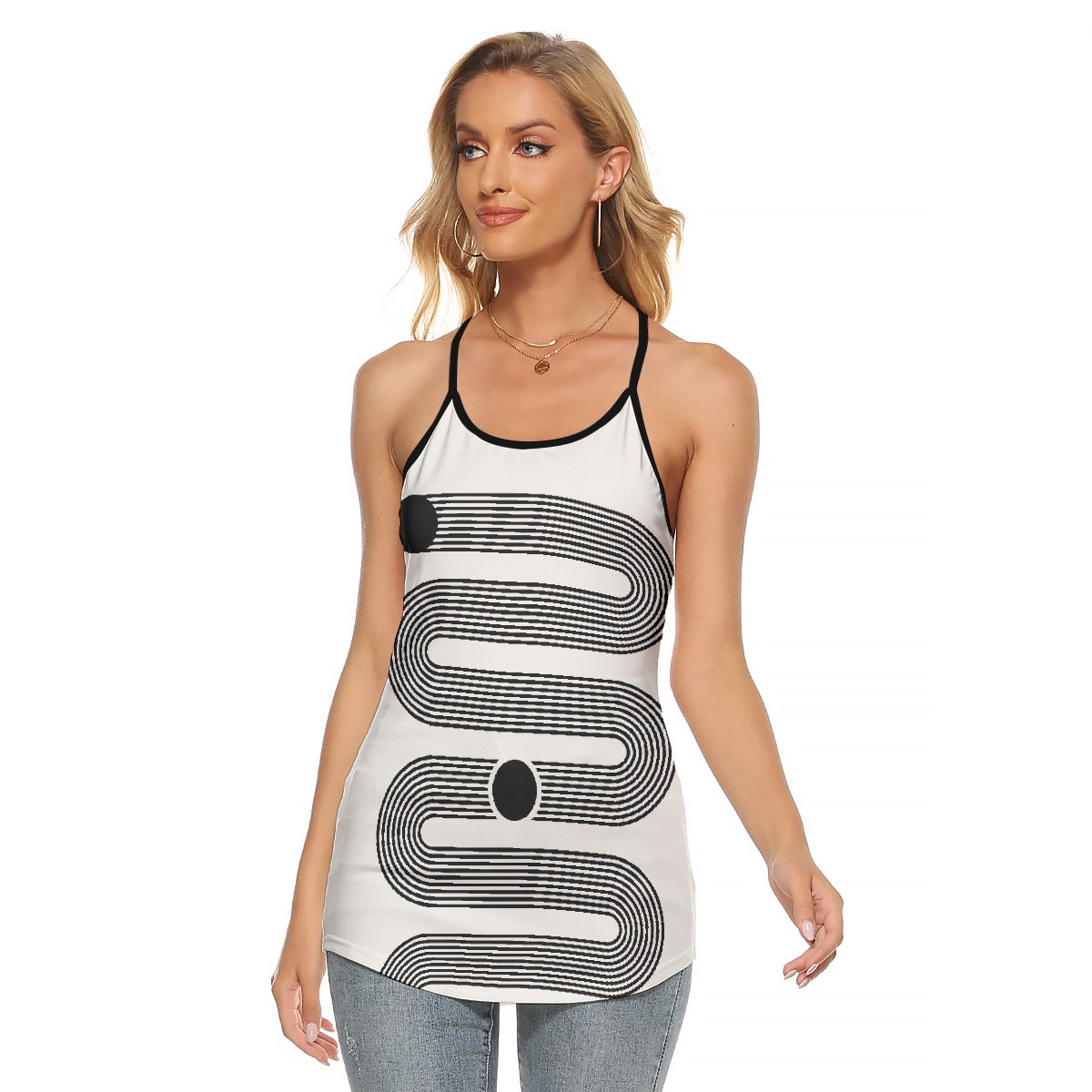 All-Over Print Women's Criss-Cross Open Back Tank Top