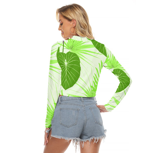 All-Over Print Women's Hollow Chest Keyhole Tight Crop Top