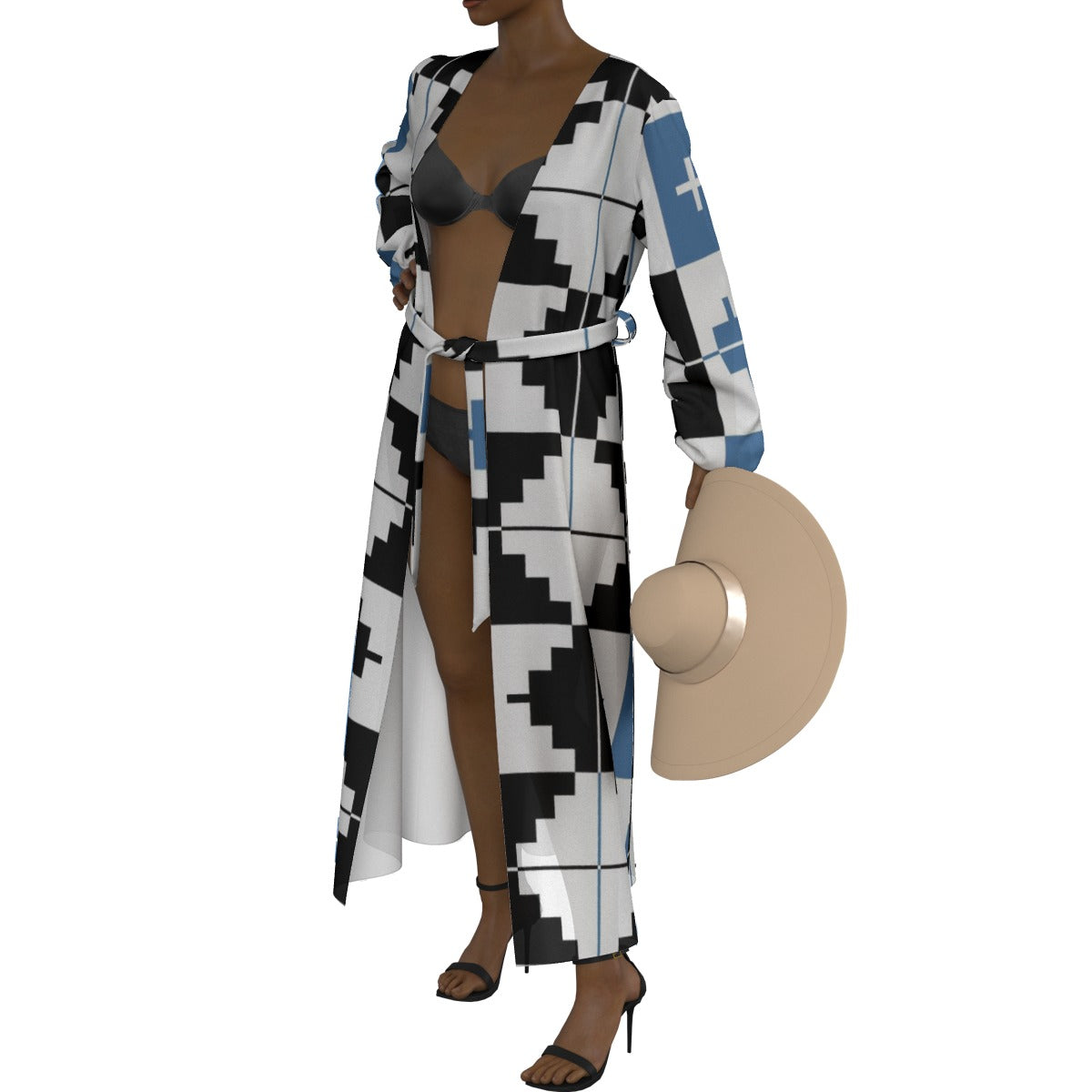 All-Over Print Women's Lace-up Chiffon Robe