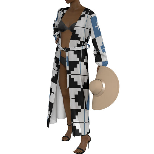 All-Over Print Women's Lace-up Chiffon Robe