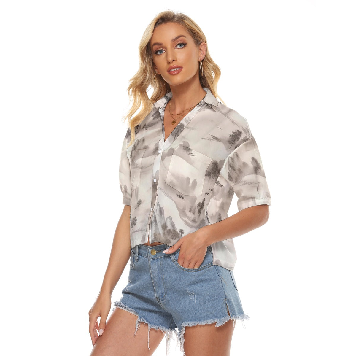 All-Over Print Women's V-neck Shirts