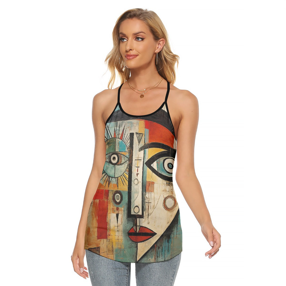 All-Over Print Women's Criss-Cross Open Back Tank Top