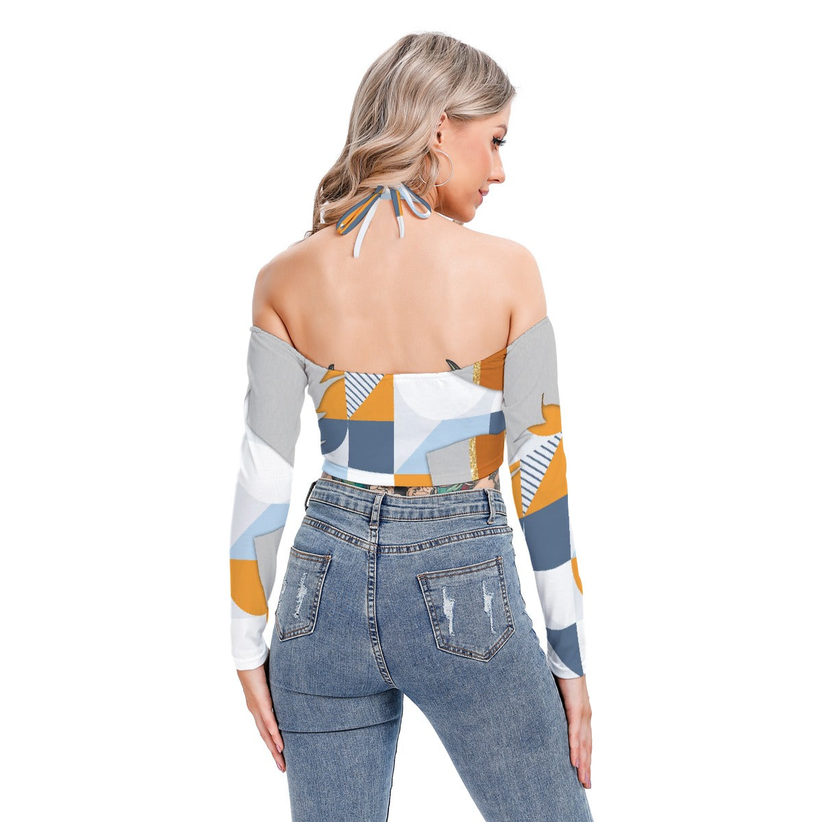 All-Over Print Women's Halter Lace-up Top