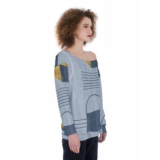 All-Over Print Oversized Women's Off-Shoulder Sweatshirt