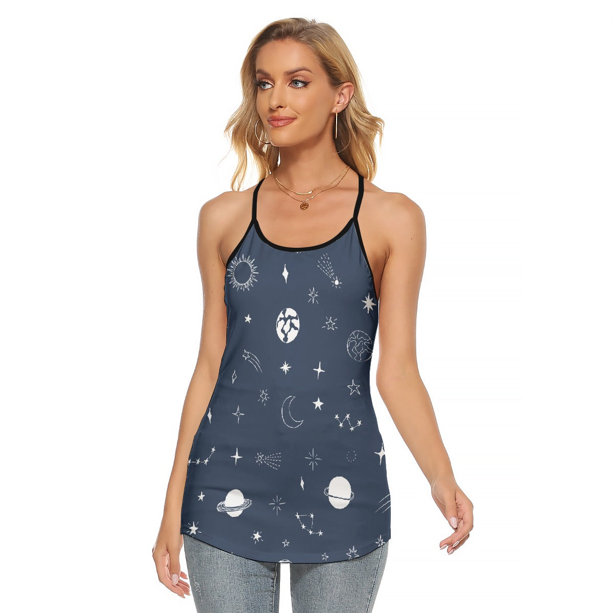 All-Over Print Women's Criss-Cross Open Back Tank Top
