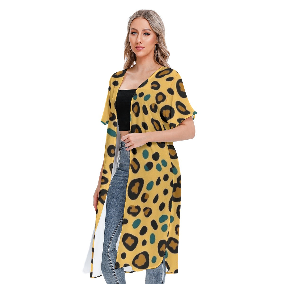 All-Over Print Women's Short Sleeve Cardigan