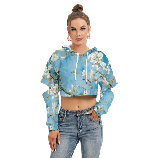 All-Over Print Women's Heavy Fleece Hoodie With Hollow Out Sleeve