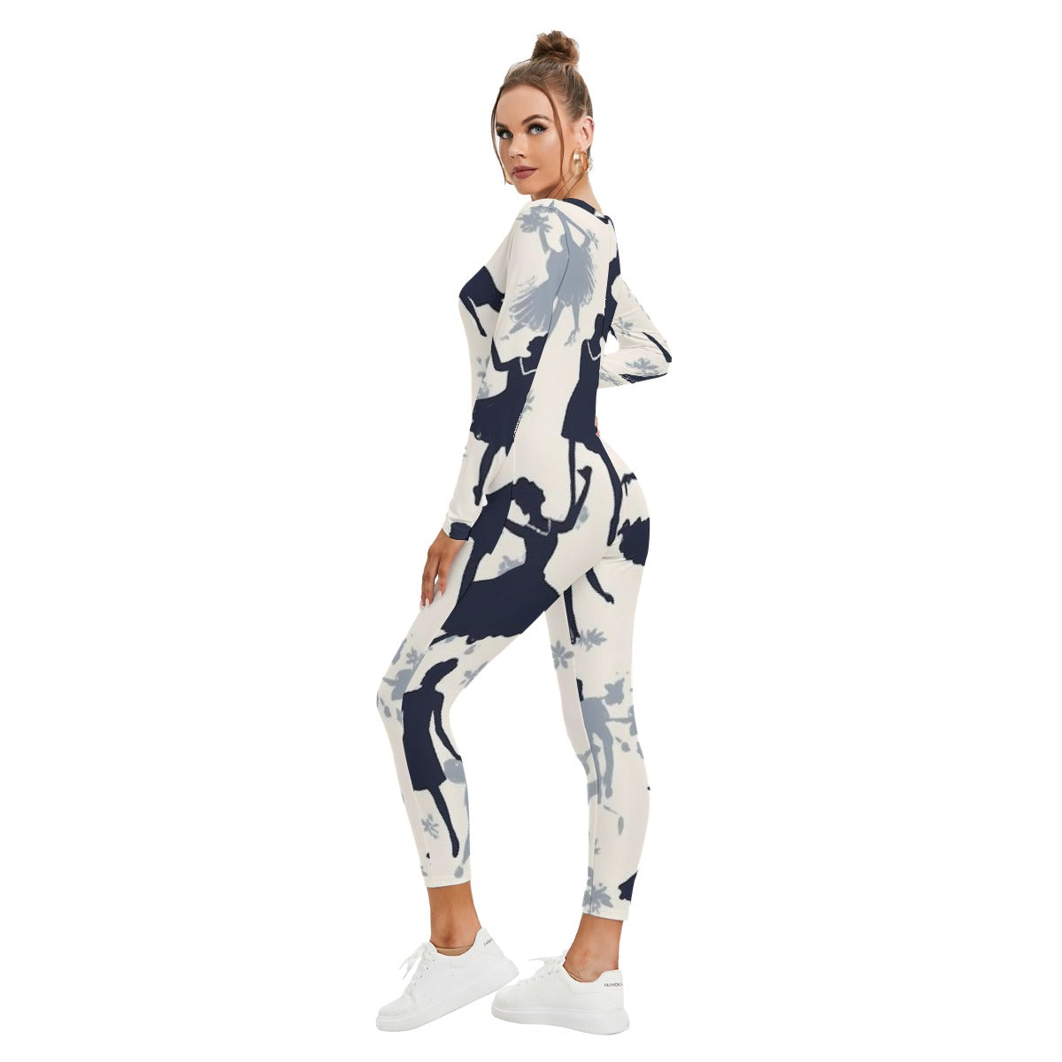 All-Over Print Women's Plunging Neck Jumpsuit