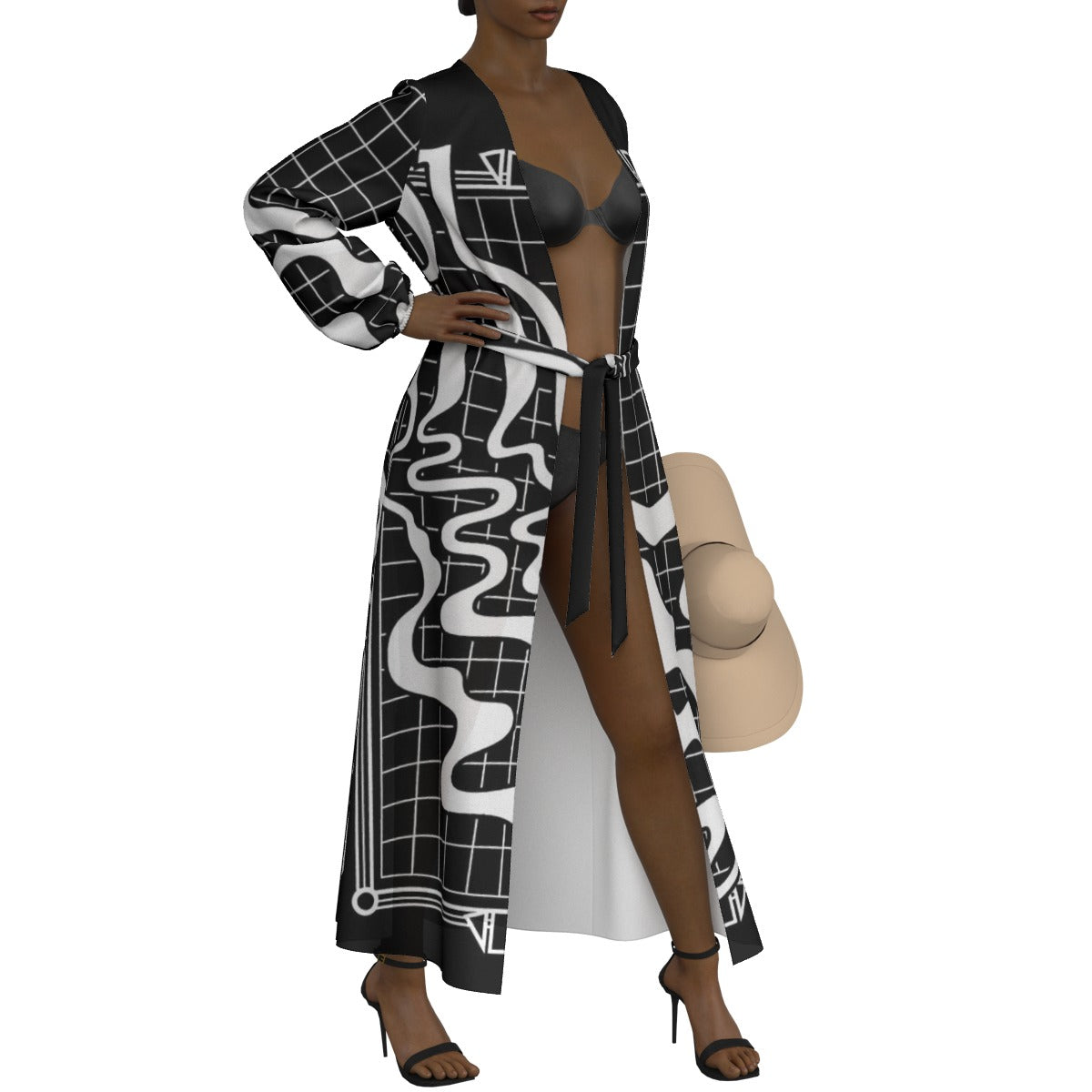 All-Over Print Women's Lace-up Chiffon Robe