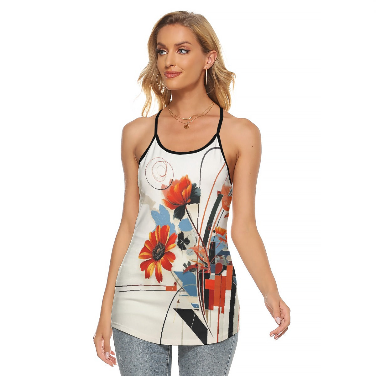 All-Over Print Women's Criss-Cross Open Back Tank Top
