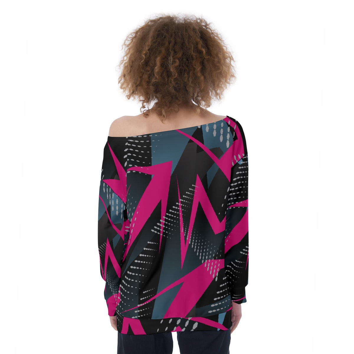 All-Over Print Oversized Women's Off-Shoulder Sweatshirt