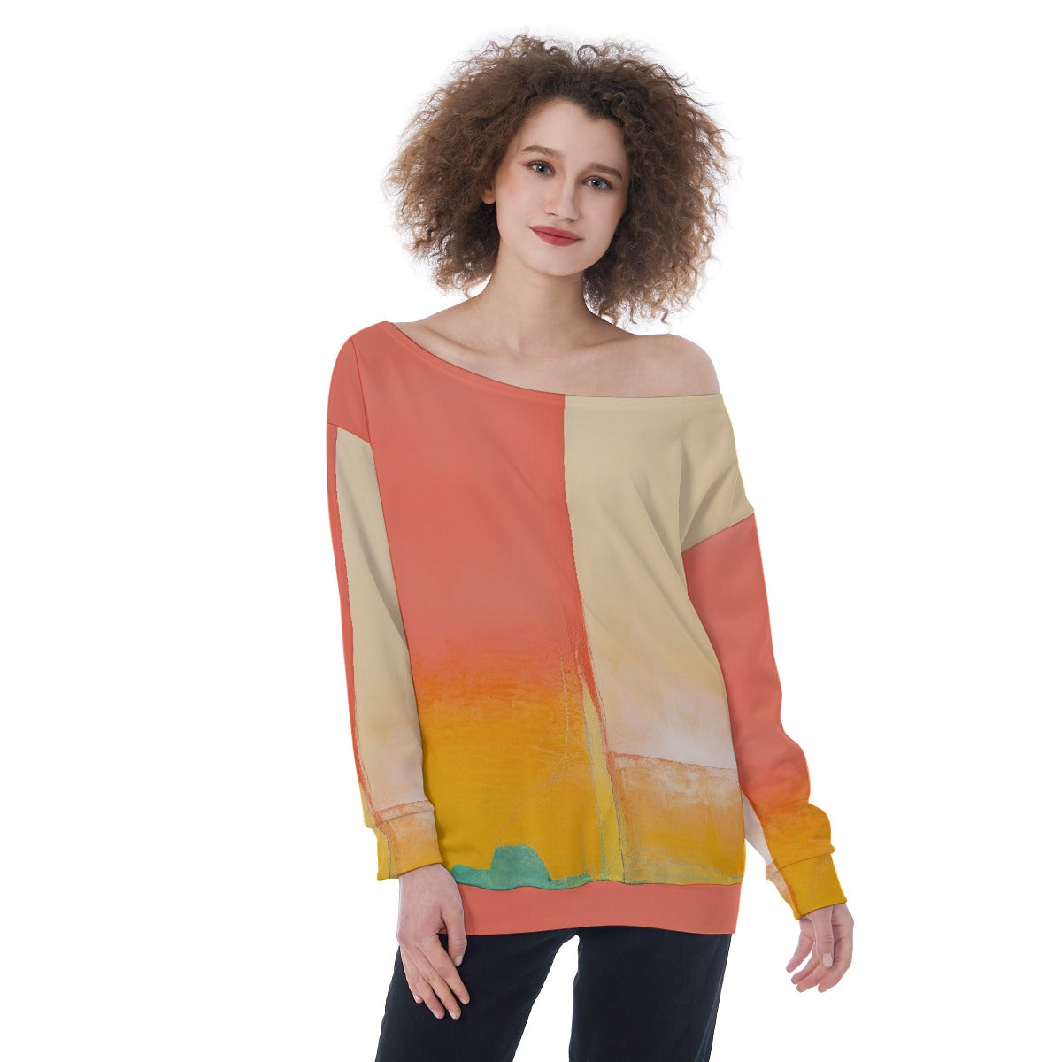All-Over Print Oversized Women's Off-Shoulder Sweatshirt