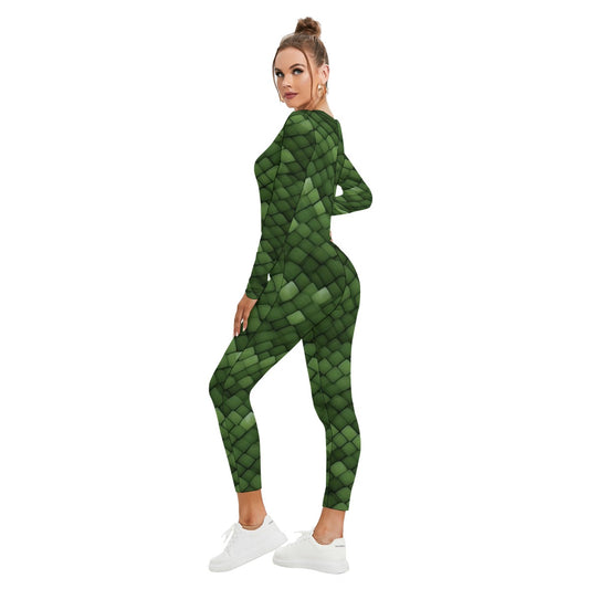 All-Over Print Women's Plunging Neck Jumpsuit