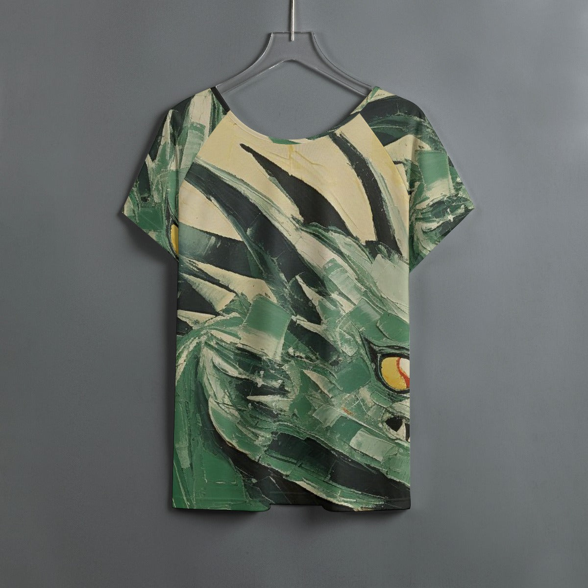 All-Over Print Women's Round Neck T-shirt With Raglan Sleeve