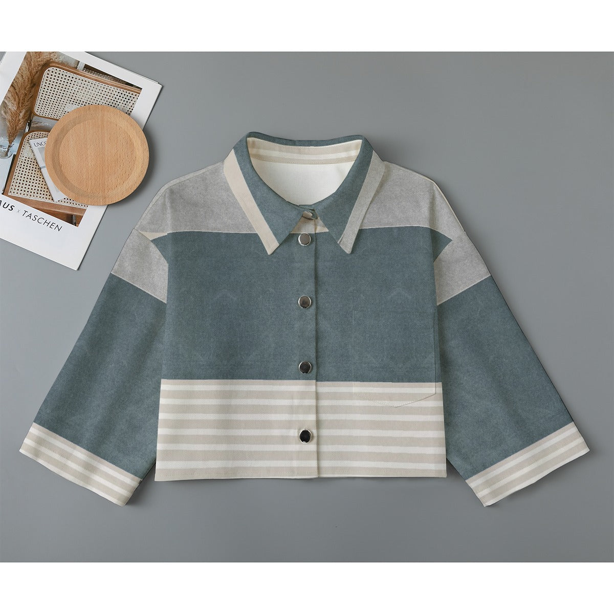 All-Over Print Women's Cropped Jacket | 245GSM Cotton