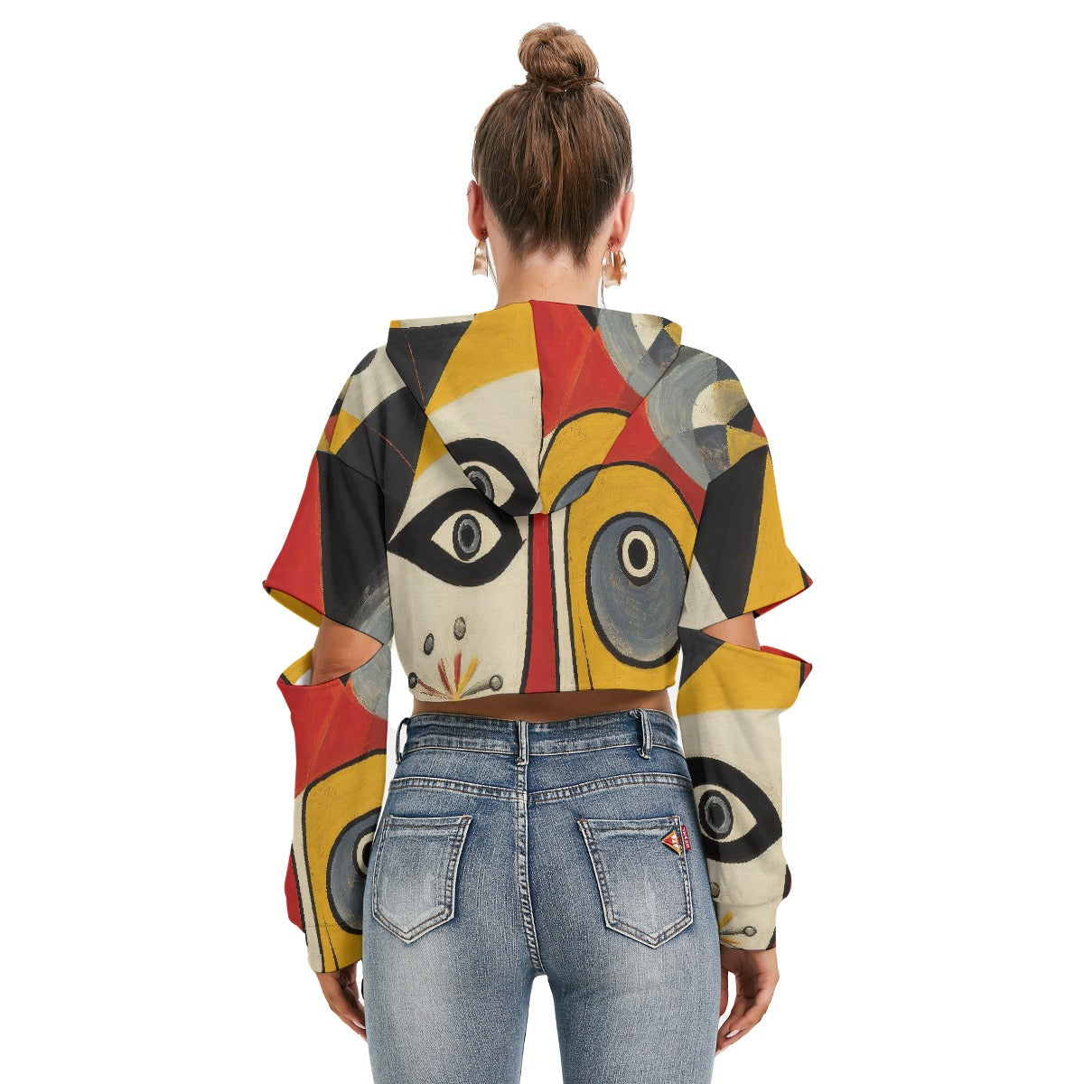 All-Over Print Women's Heavy Fleece Hoodie With Hollow Out Sleeve