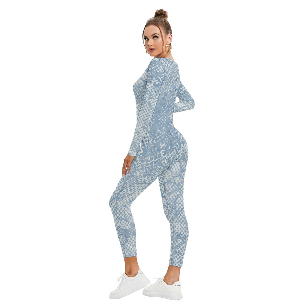 All-Over Print Women's Plunging Neck Jumpsuit