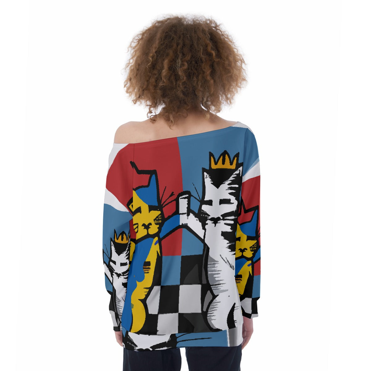 All-Over Print Oversized Women's Off-Shoulder Sweatshirt