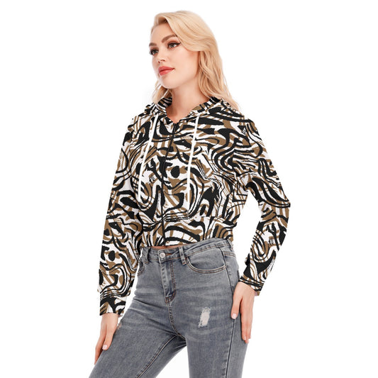 All-Over Print Women's Crop Top Hoodie With Zipper Closure