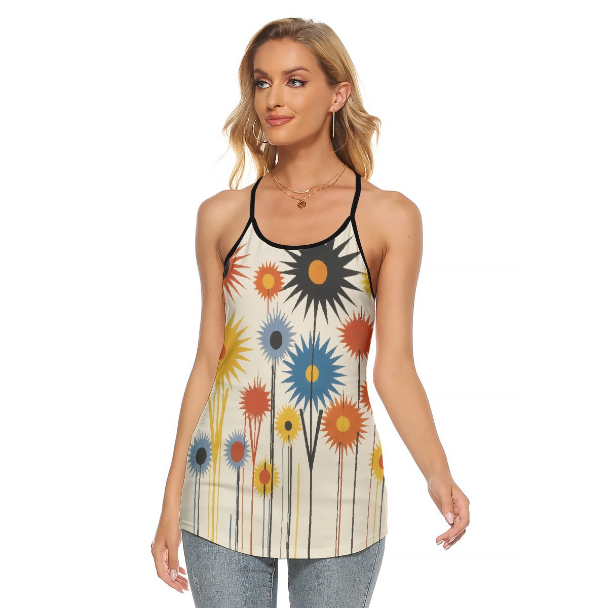 All-Over Print Women's Criss-Cross Open Back Tank Top