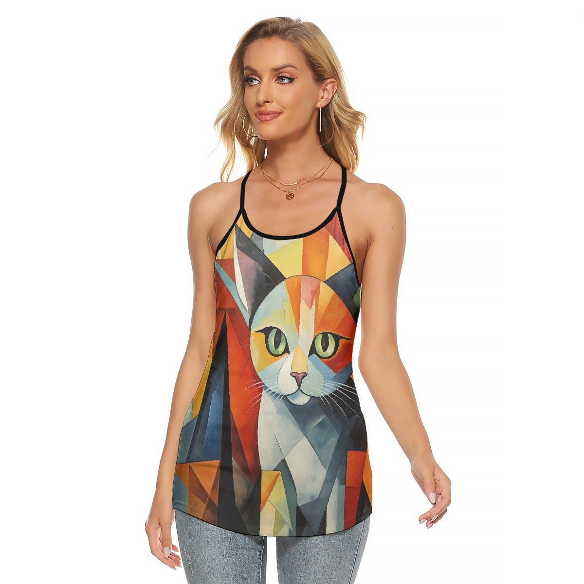 All-Over Print Women's Criss-Cross Open Back Tank Top