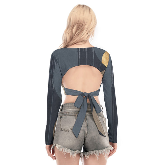 All-Over Print Women's Back Hollow T-shirt With Strap