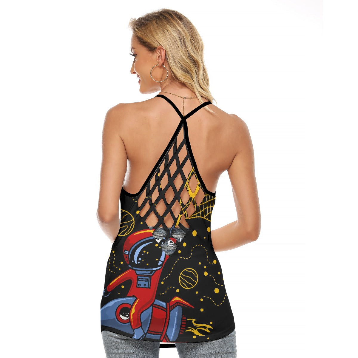 All-Over Print Women's Criss-Cross Open Back Tank Top