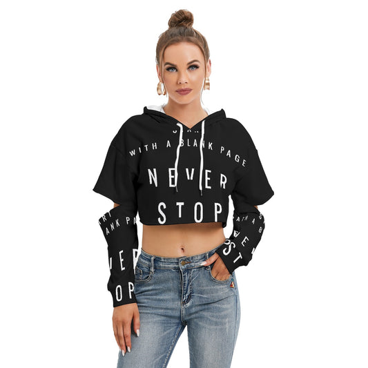 All-Over Print Women's Heavy Fleece Hoodie With Hollow Out Sleeve