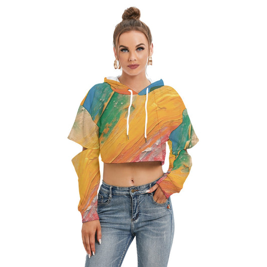 All-Over Print Women's Heavy Fleece Hoodie With Hollow Out Sleeve