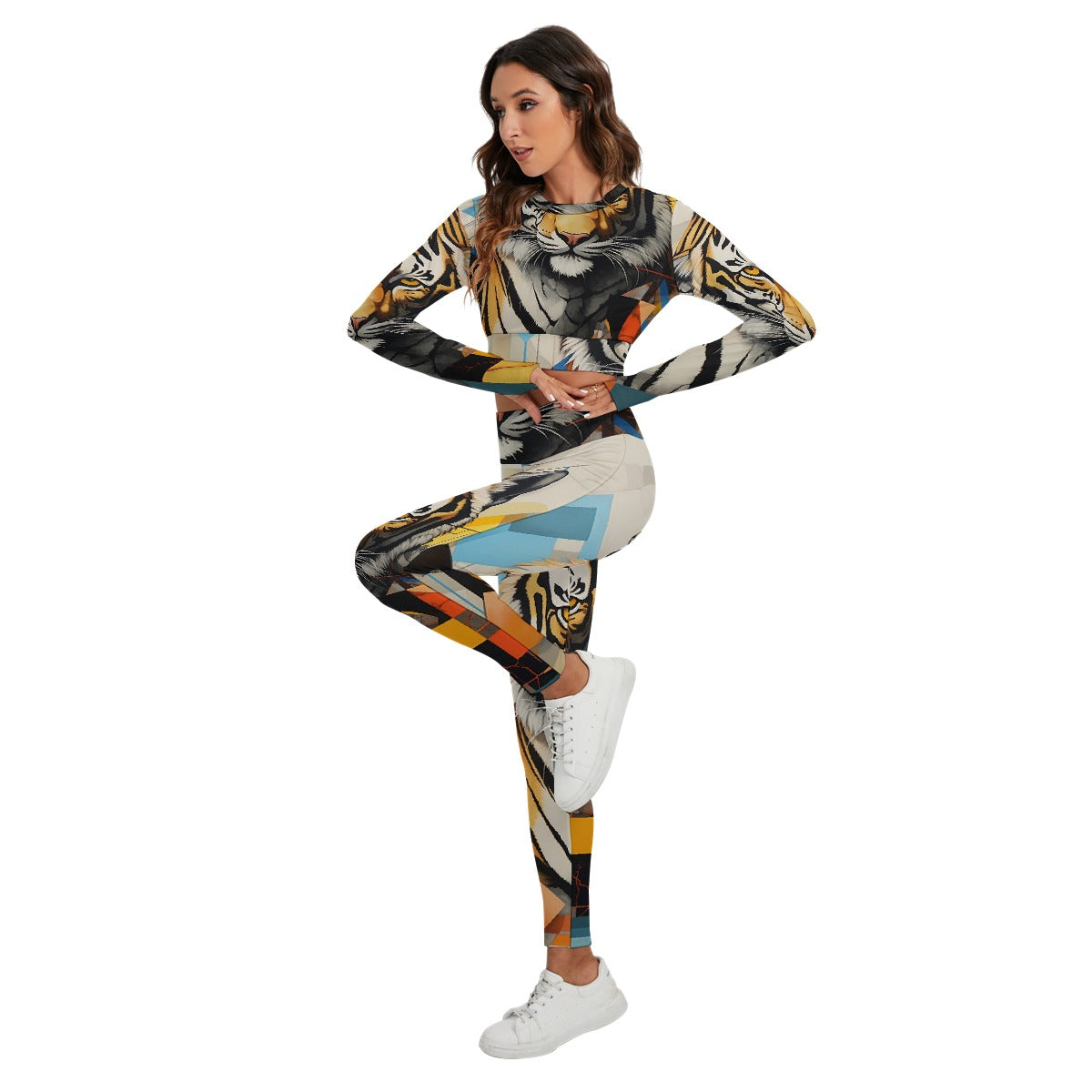 All-Over Print Women's Sport Set With Backless Top And Leggings
