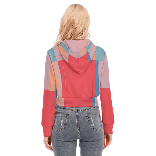 All-Over Print Women's Crop Top Hoodie With Zipper Closure