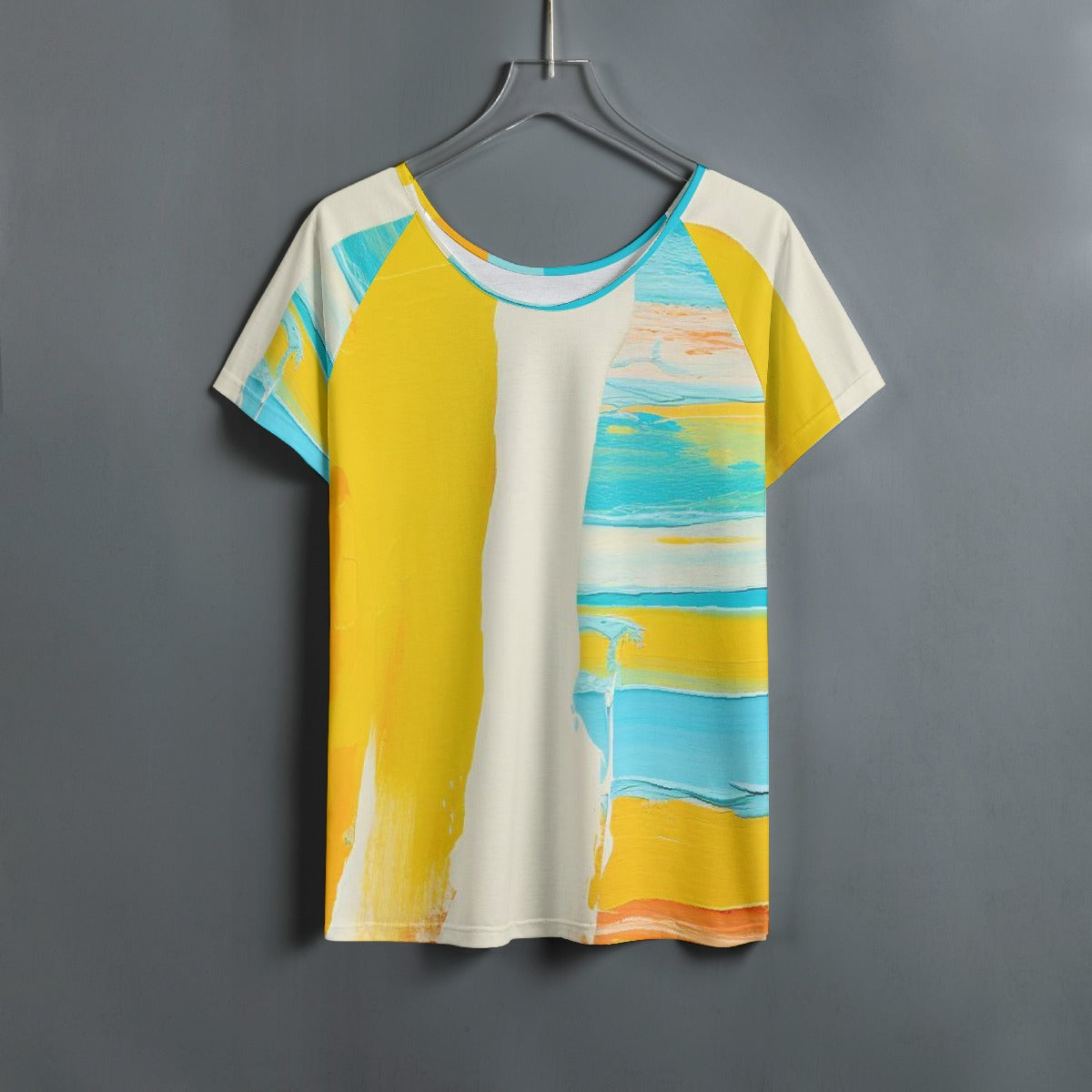 All-Over Print Women's Round Neck T-shirt With Raglan Sleeve