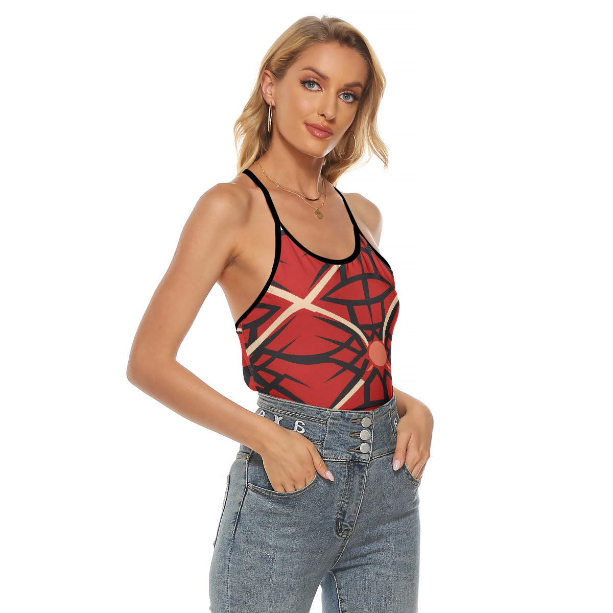 All-Over Print Women's Criss-Cross Open Back Tank Top