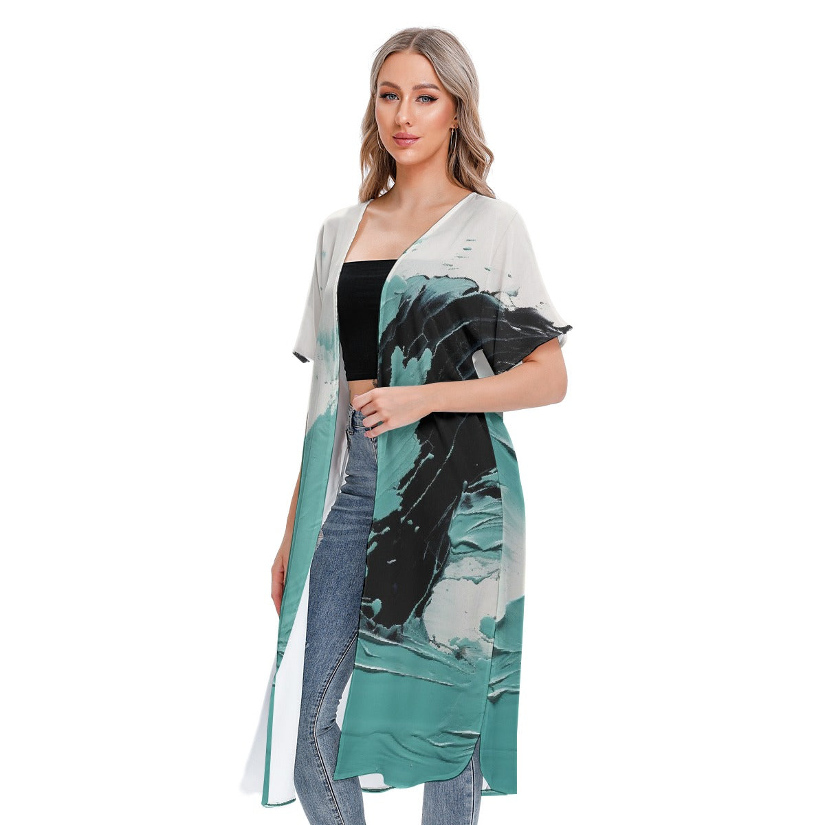 All-Over Print Women's Short Sleeve Cardigan